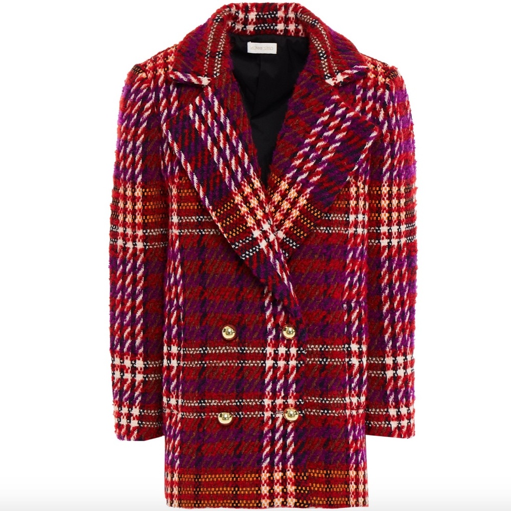 NEW Ronny Kobo Devon Double-Breasted Bouclé Coat